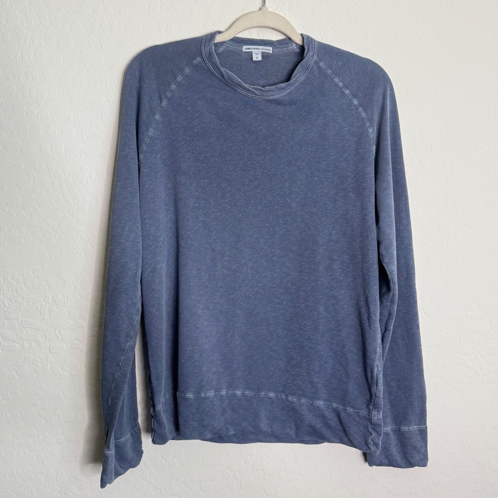 James Perse Mens XS Blue Vintage French Terry Sweatshirt Cotton Lounge Minimal